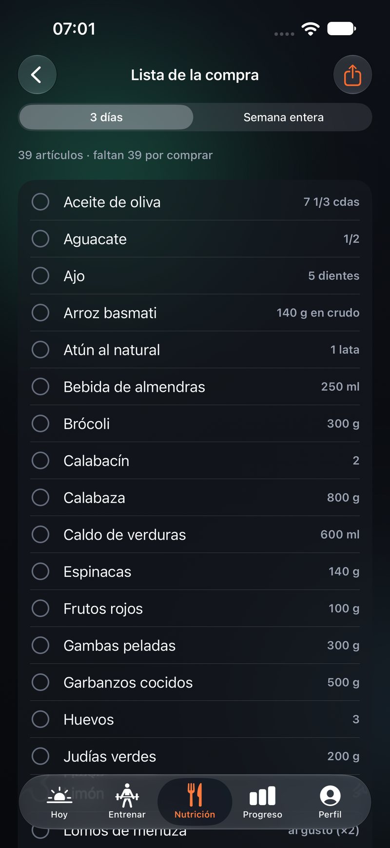 La lista de la compra suma toda la semana