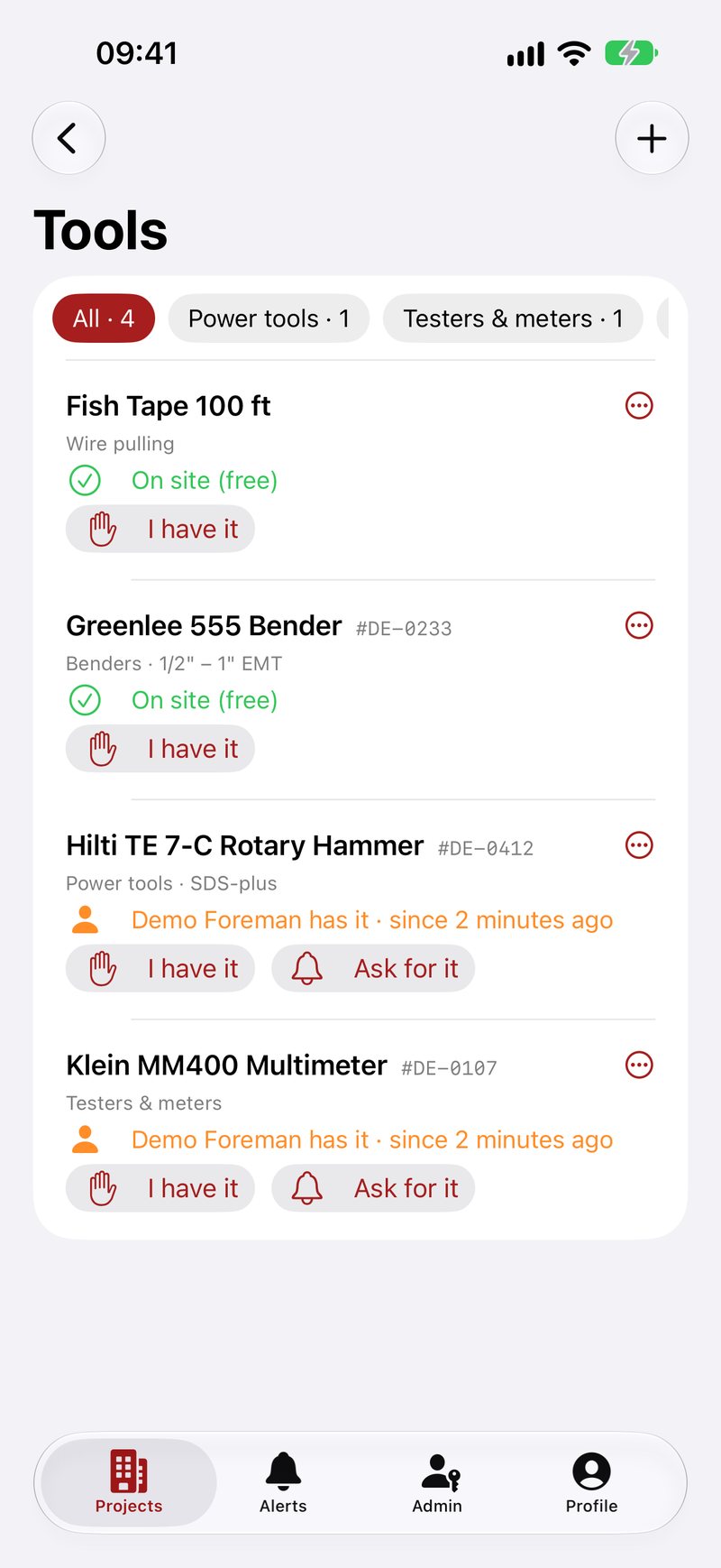 Tools: who has each one