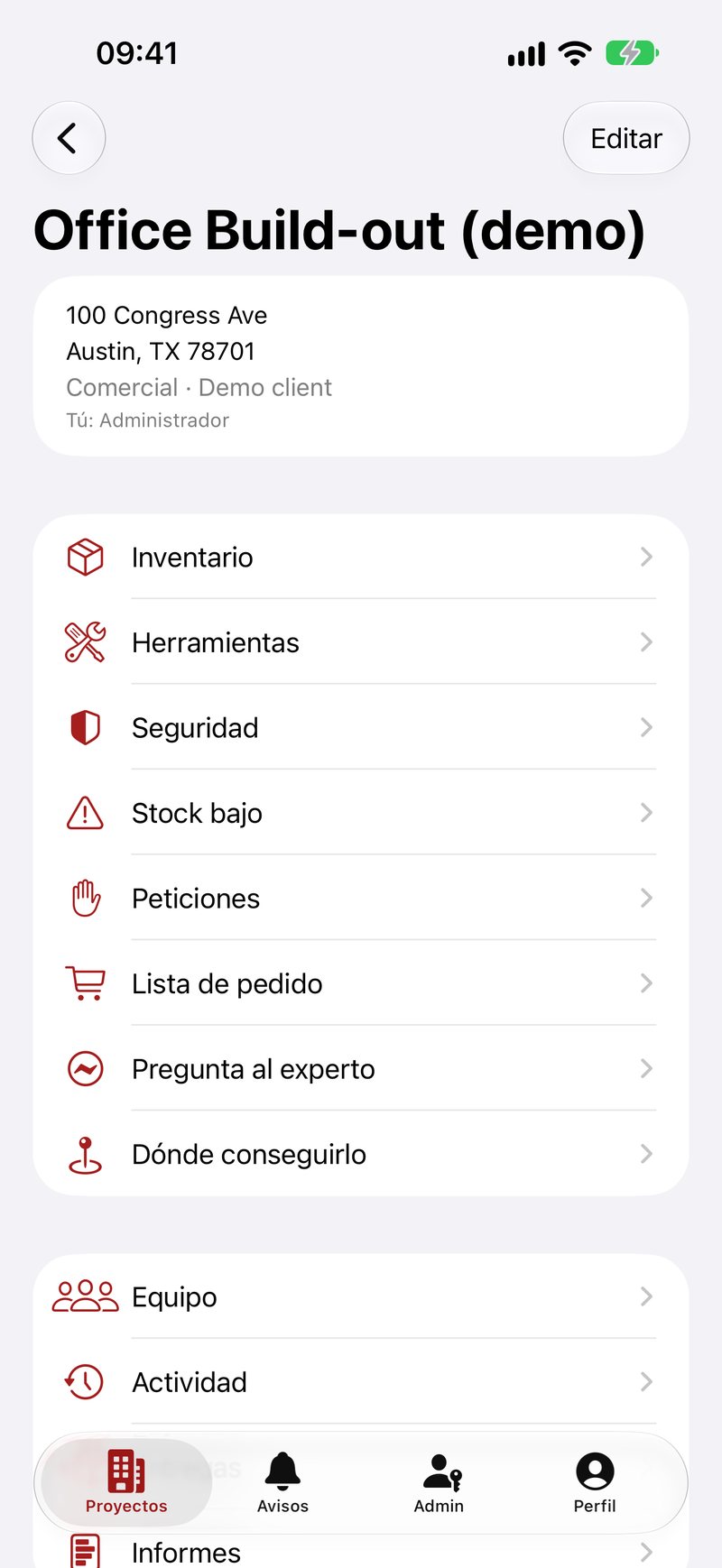 Todo lo de un proyecto en un sitio