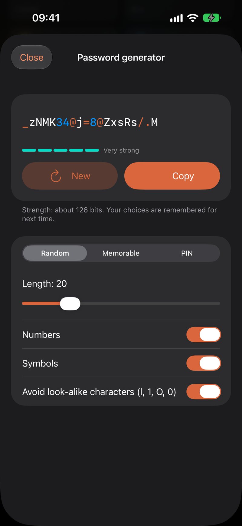 A generator for passwords, passphrases and PINs