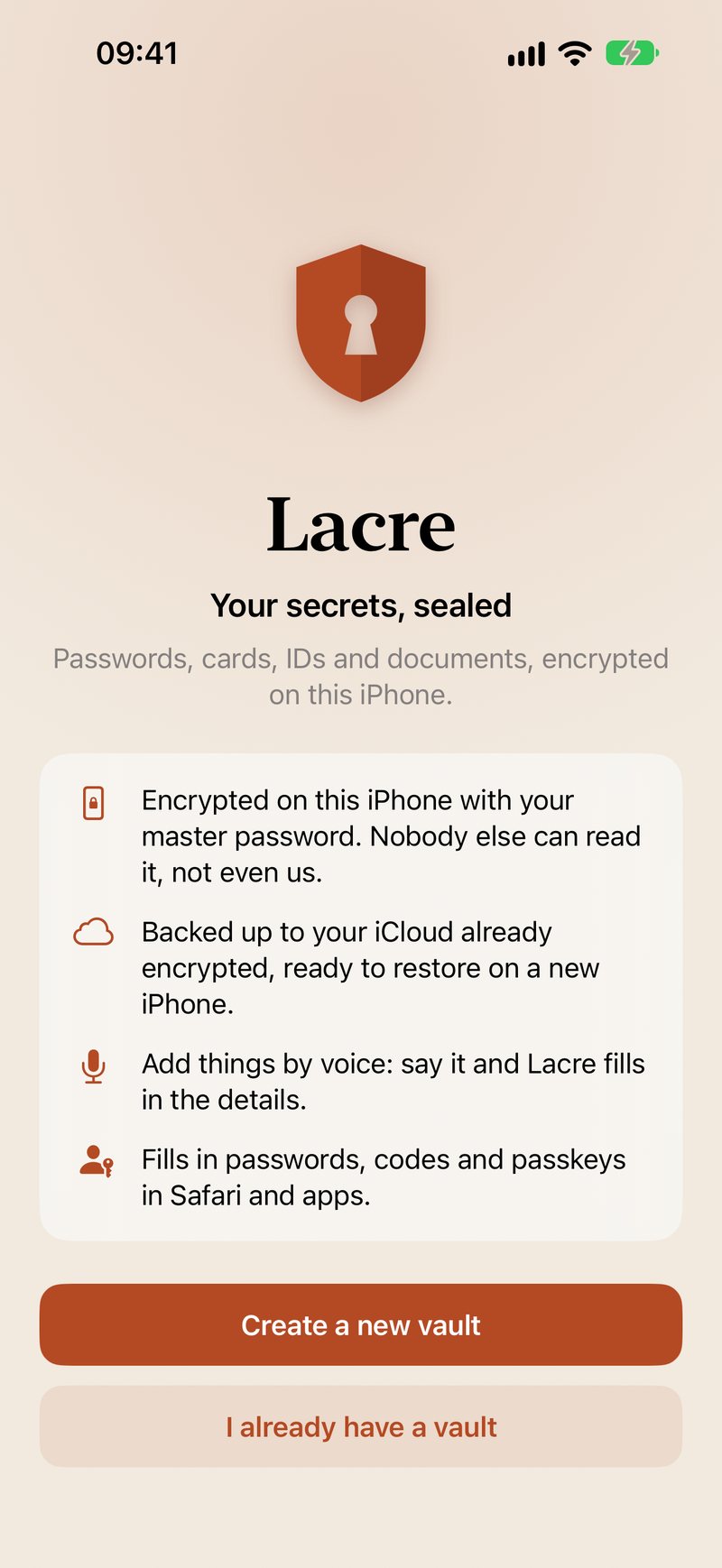 Encrypted on your iPhone with your master password