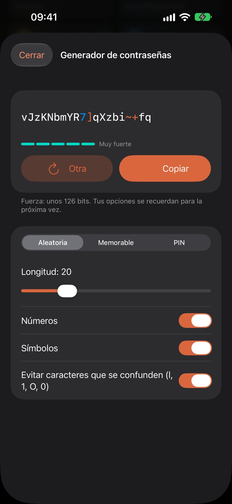 Un generador de contraseñas, frases y PIN